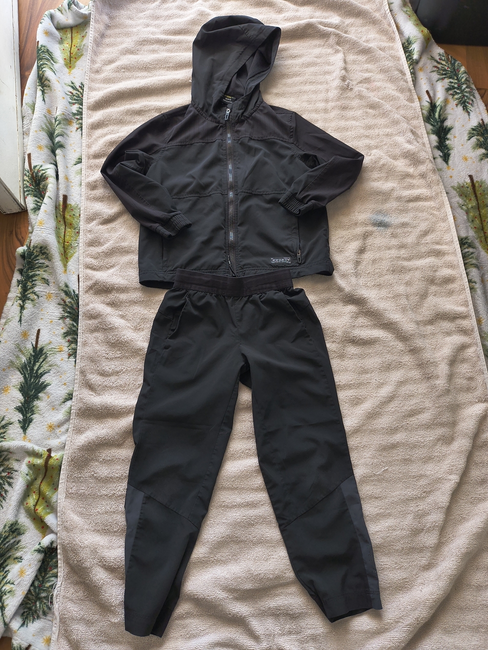 Athletic Works Black Hooded Jacket with Matching Black Jogger Pants